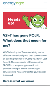 POLR Notice - Texas Electricity 