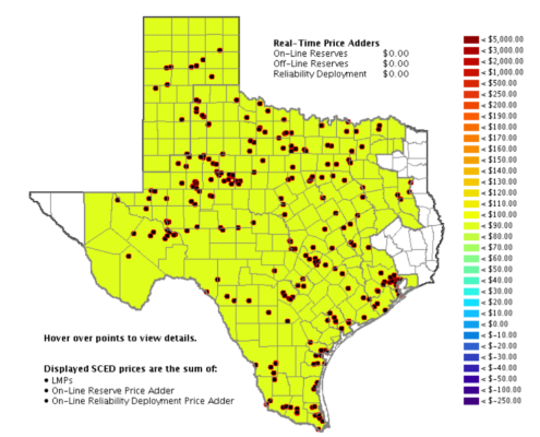 ERCOT Real-Time Locational Prices Chart Texas Electricity