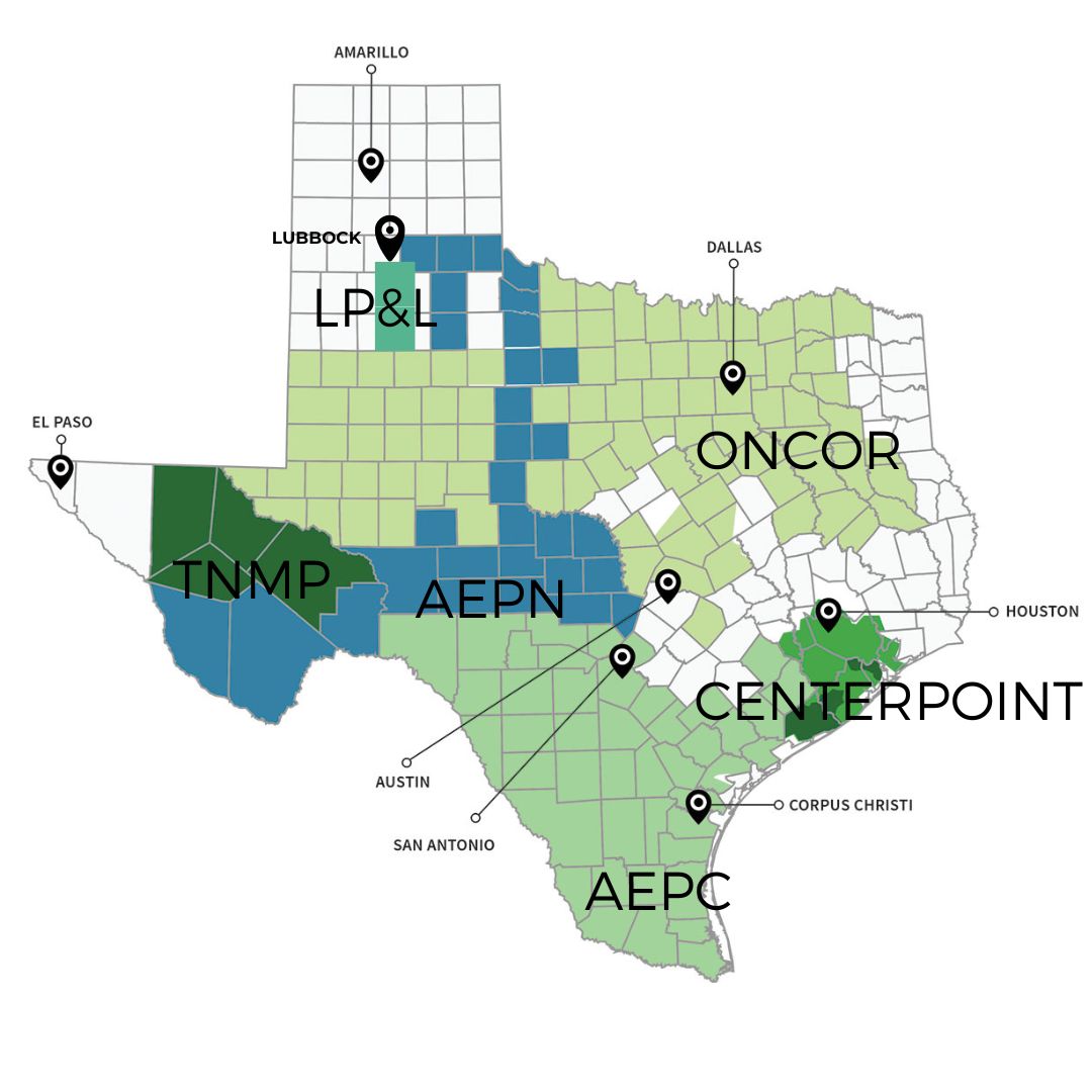 Texas Electricity Deregulation Service Area